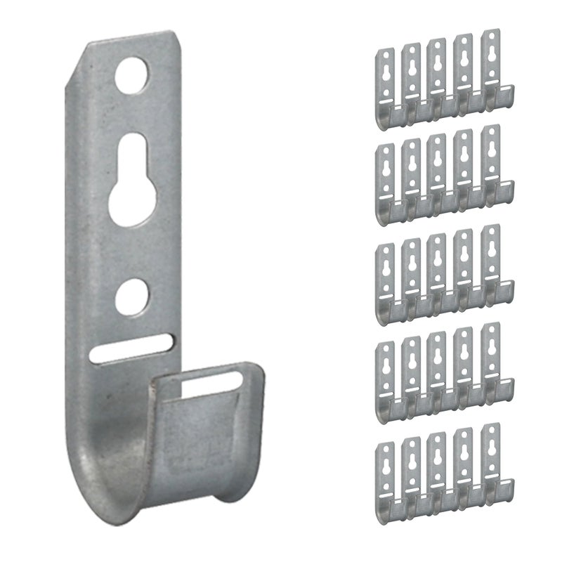 ICC 3/4-Inch Wall Mount J-Hook â€“ 25-Pack, Cable Support Hooks Without Retainer Clips, Galvanized Steel with Zinc Finish â€“ for Structured Cabling and Cable Management - Image 1